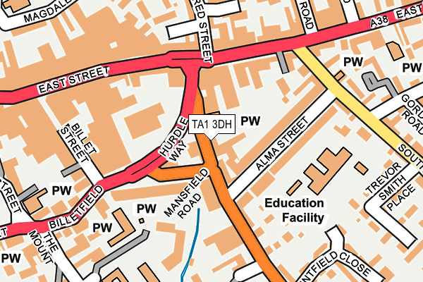 TA1 3DH map - OS OpenMap – Local (Ordnance Survey)