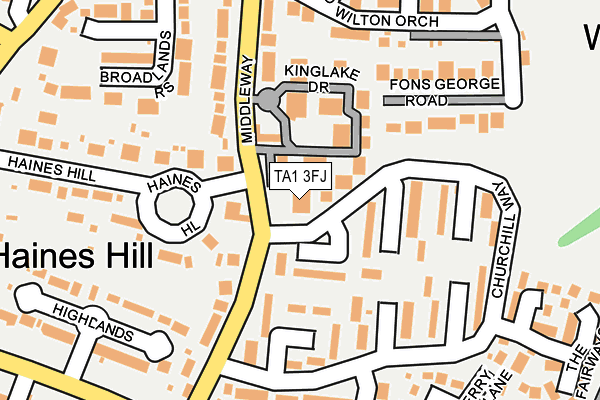 TA1 3FJ map - OS OpenMap – Local (Ordnance Survey)