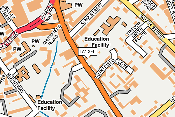 TA1 3FL map - OS OpenMap – Local (Ordnance Survey)