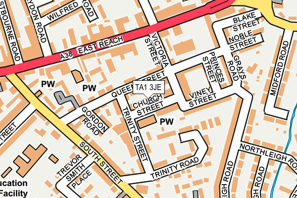 TA1 3JE map - OS OpenMap – Local (Ordnance Survey)