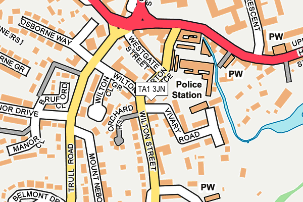 TA1 3JN map - OS OpenMap – Local (Ordnance Survey)
