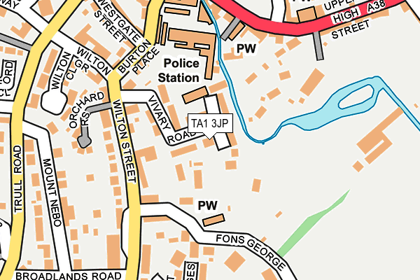 TA1 3JP map - OS OpenMap – Local (Ordnance Survey)