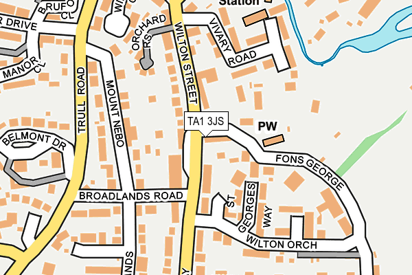 TA1 3JS map - OS OpenMap – Local (Ordnance Survey)