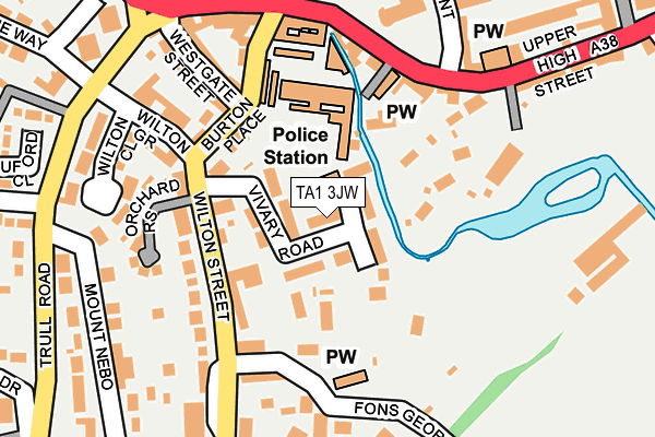 TA1 3JW map - OS OpenMap – Local (Ordnance Survey)