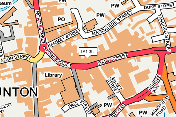 TA1 3LJ map - OS OpenMap – Local (Ordnance Survey)