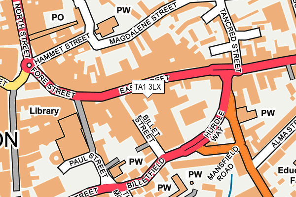 TA1 3LX map - OS OpenMap – Local (Ordnance Survey)