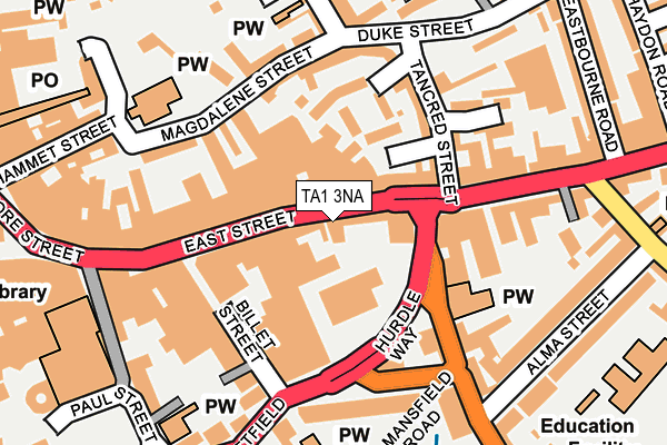 TA1 3NA map - OS OpenMap – Local (Ordnance Survey)