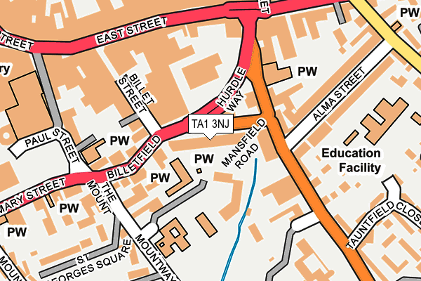 TA1 3NJ map - OS OpenMap – Local (Ordnance Survey)