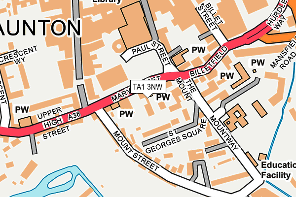 TA1 3NW map - OS OpenMap – Local (Ordnance Survey)