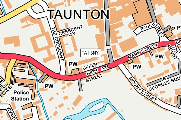 TA1 3NY map - OS OpenMap – Local (Ordnance Survey)