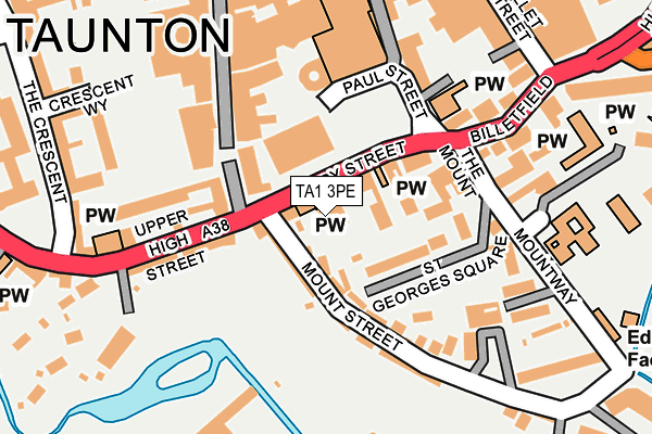 TA1 3PE map - OS OpenMap – Local (Ordnance Survey)