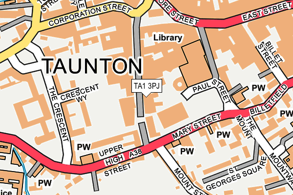 TA1 3PJ map - OS OpenMap – Local (Ordnance Survey)