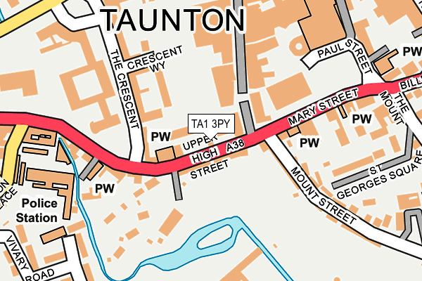 TA1 3PY map - OS OpenMap – Local (Ordnance Survey)