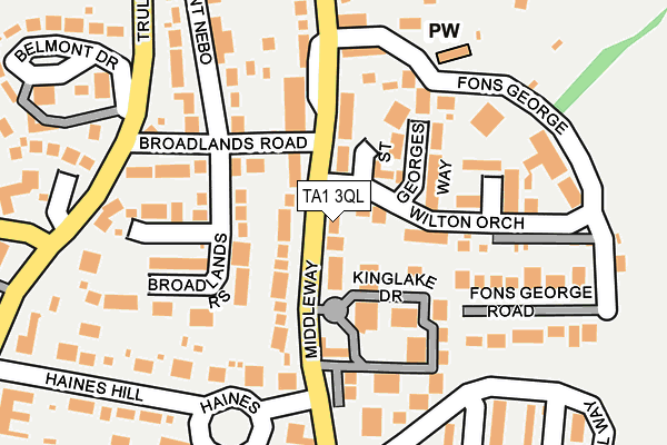 TA1 3QL map - OS OpenMap – Local (Ordnance Survey)