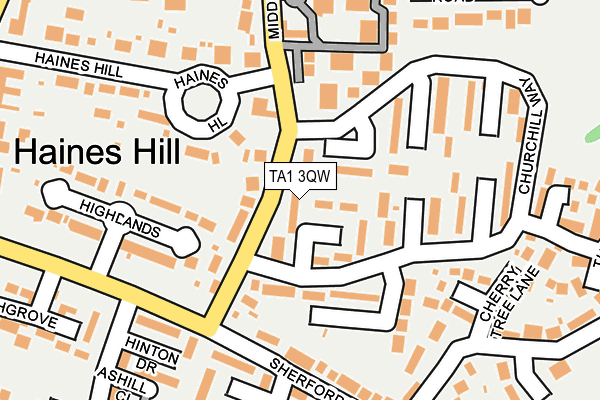 TA1 3QW map - OS OpenMap – Local (Ordnance Survey)