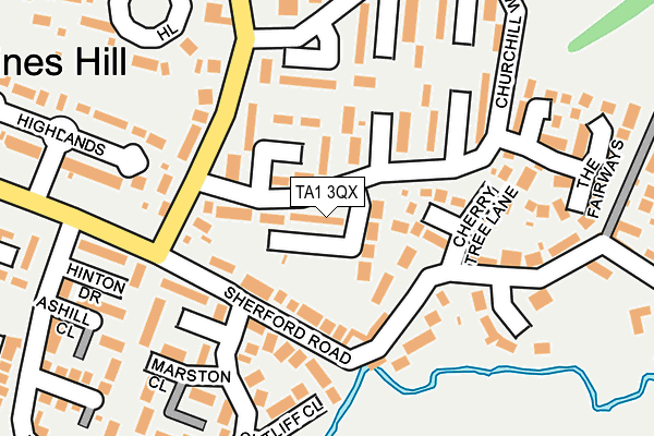 TA1 3QX map - OS OpenMap – Local (Ordnance Survey)