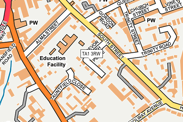 TA1 3RW map - OS OpenMap – Local (Ordnance Survey)