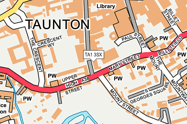 TA1 3SX map - OS OpenMap – Local (Ordnance Survey)