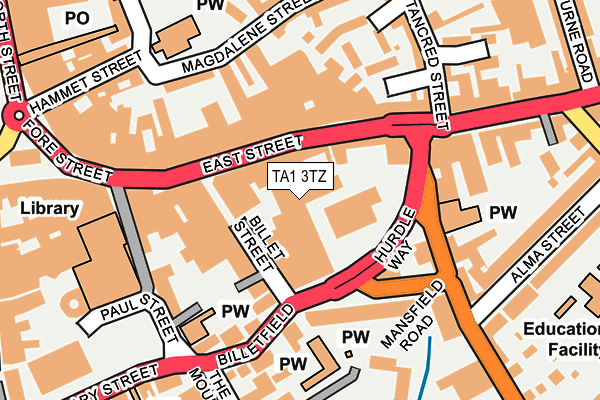 TA1 3TZ map - OS OpenMap – Local (Ordnance Survey)