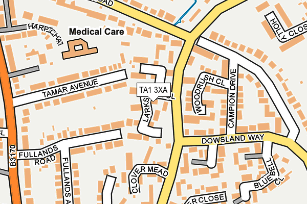 TA1 3XA map - OS OpenMap – Local (Ordnance Survey)