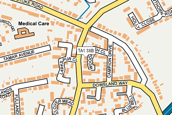 TA1 3XB map - OS OpenMap – Local (Ordnance Survey)