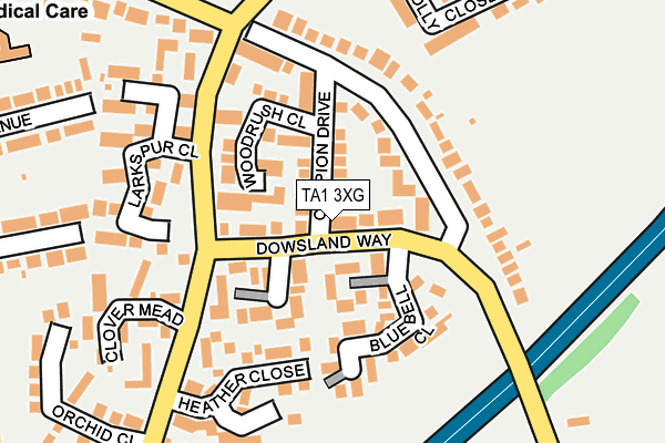 TA1 3XG map - OS OpenMap – Local (Ordnance Survey)