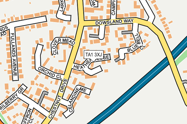 TA1 3XJ map - OS OpenMap – Local (Ordnance Survey)