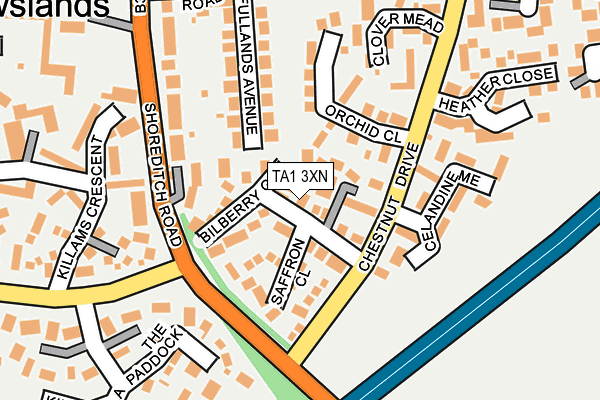TA1 3XN map - OS OpenMap – Local (Ordnance Survey)