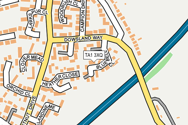 TA1 3XQ map - OS OpenMap – Local (Ordnance Survey)