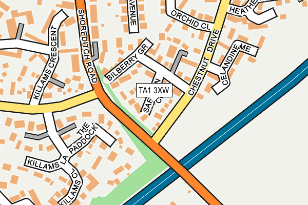TA1 3XW map - OS OpenMap – Local (Ordnance Survey)
