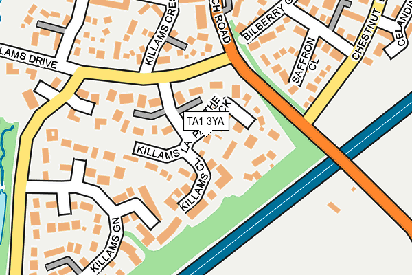 TA1 3YA map - OS OpenMap – Local (Ordnance Survey)