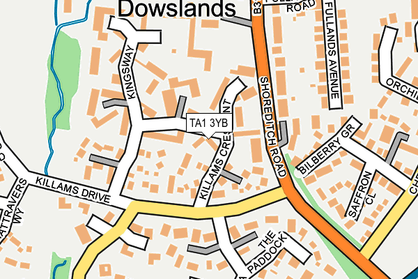 TA1 3YB map - OS OpenMap – Local (Ordnance Survey)