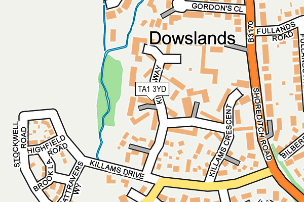 TA1 3YD map - OS OpenMap – Local (Ordnance Survey)