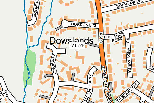 TA1 3YF map - OS OpenMap – Local (Ordnance Survey)