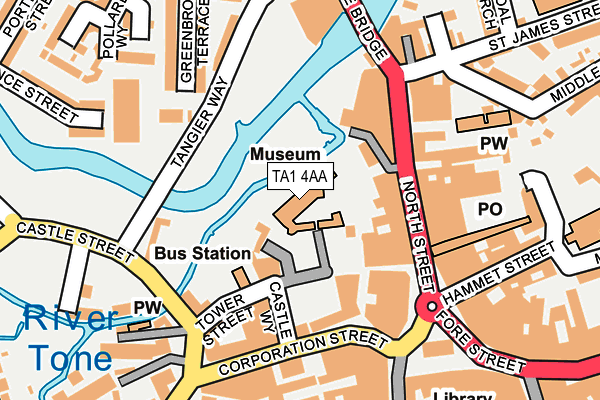 TA1 4AA map - OS OpenMap – Local (Ordnance Survey)