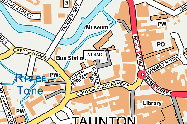 TA1 4AD map - OS OpenMap – Local (Ordnance Survey)