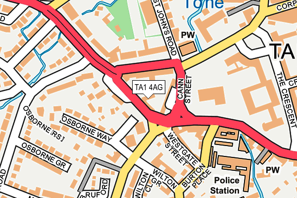 TA1 4AG map - OS OpenMap – Local (Ordnance Survey)