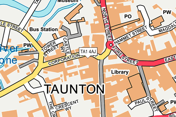 TA1 4AJ map - OS OpenMap – Local (Ordnance Survey)