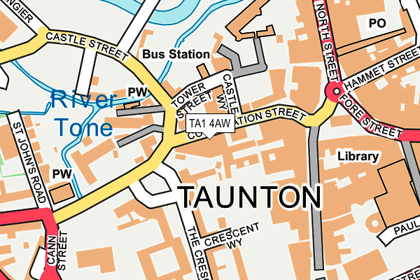 TA1 4AW map - OS OpenMap – Local (Ordnance Survey)