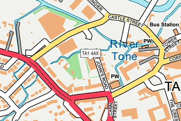 TA1 4AX map - OS OpenMap – Local (Ordnance Survey)