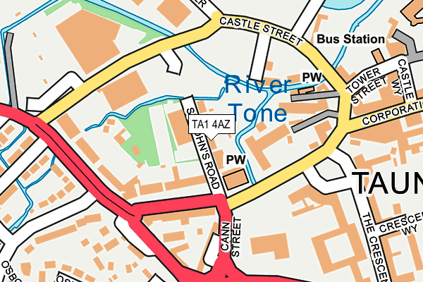 TA1 4AZ map - OS OpenMap – Local (Ordnance Survey)