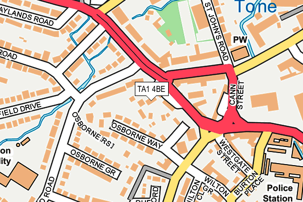 TA1 4BE map - OS OpenMap – Local (Ordnance Survey)