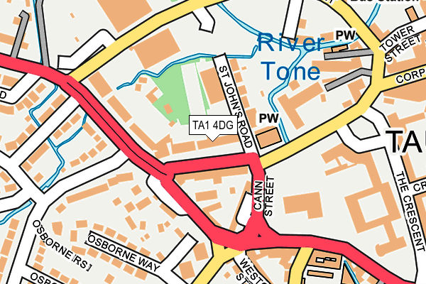 TA1 4DG map - OS OpenMap – Local (Ordnance Survey)
