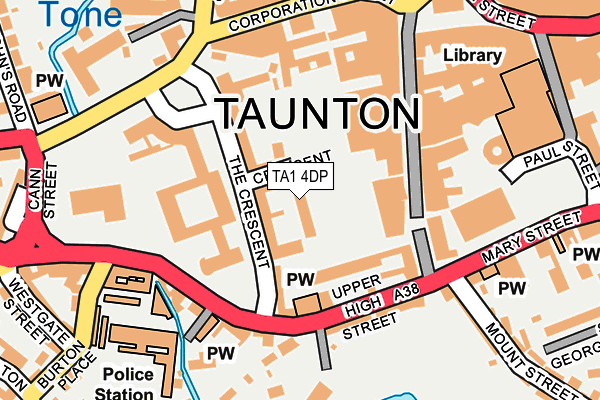 TA1 4DP map - OS OpenMap – Local (Ordnance Survey)