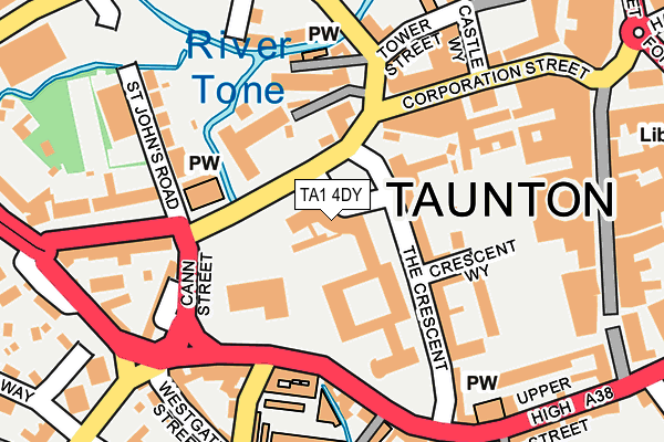 TA1 4DY map - OS OpenMap – Local (Ordnance Survey)