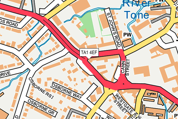 TA1 4EF map - OS OpenMap – Local (Ordnance Survey)