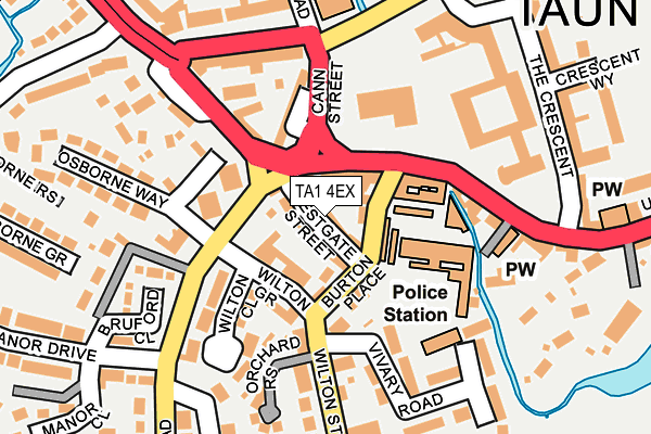 TA1 4EX map - OS OpenMap – Local (Ordnance Survey)