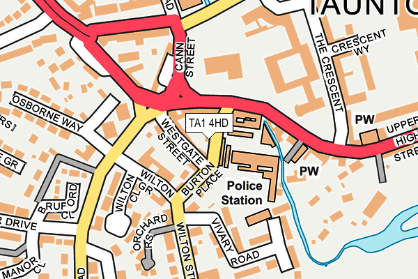 TA1 4HD map - OS OpenMap – Local (Ordnance Survey)