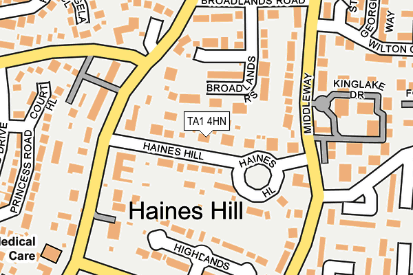 TA1 4HN map - OS OpenMap – Local (Ordnance Survey)