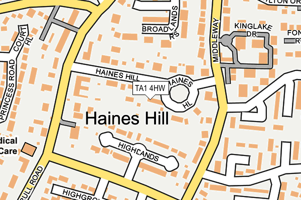 TA1 4HW map - OS OpenMap – Local (Ordnance Survey)